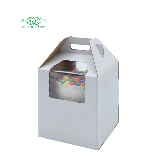 جعبه حامل کیک 2 یا 3 لایه یکبار مصرف مقوایی سفید با جعبه پنجره دسته دار