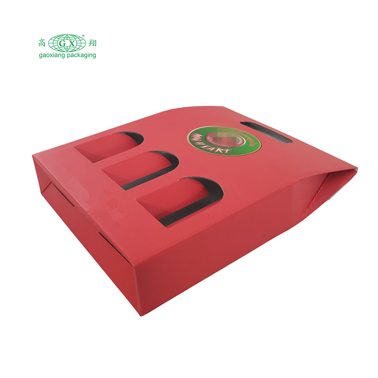 فروش عمده جعبه های شراب راه راه تاشو چاپ شده سفارشی جعبه بسته بندی بطری کاغذی 3 بطری با پنجره