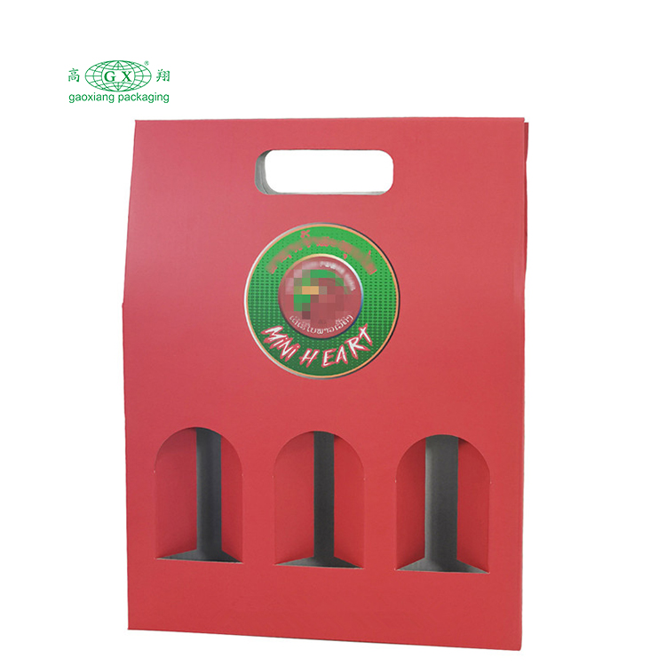 فروش عمده جعبه های شراب راه راه تاشو چاپ شده سفارشی جعبه بسته بندی بطری کاغذی 3 بطری با پنجره